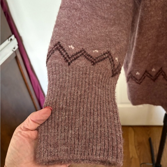 a new day Plum and Dusty Pink Patterned Turtleneck Sweater - Picture 4 of 8